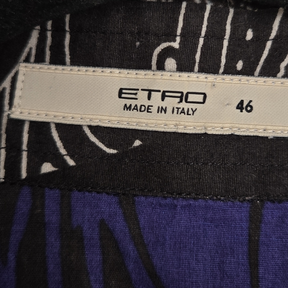 Etro Patterned Indigo Black Patchwork Button Up T… - image 7